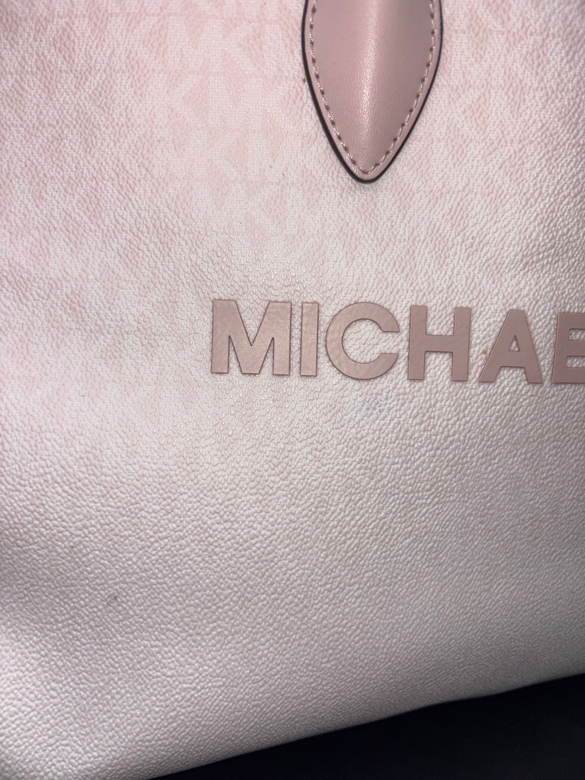 Michael Kors Mirella Powder Pink & White Signature Logo Tote Bag COA
