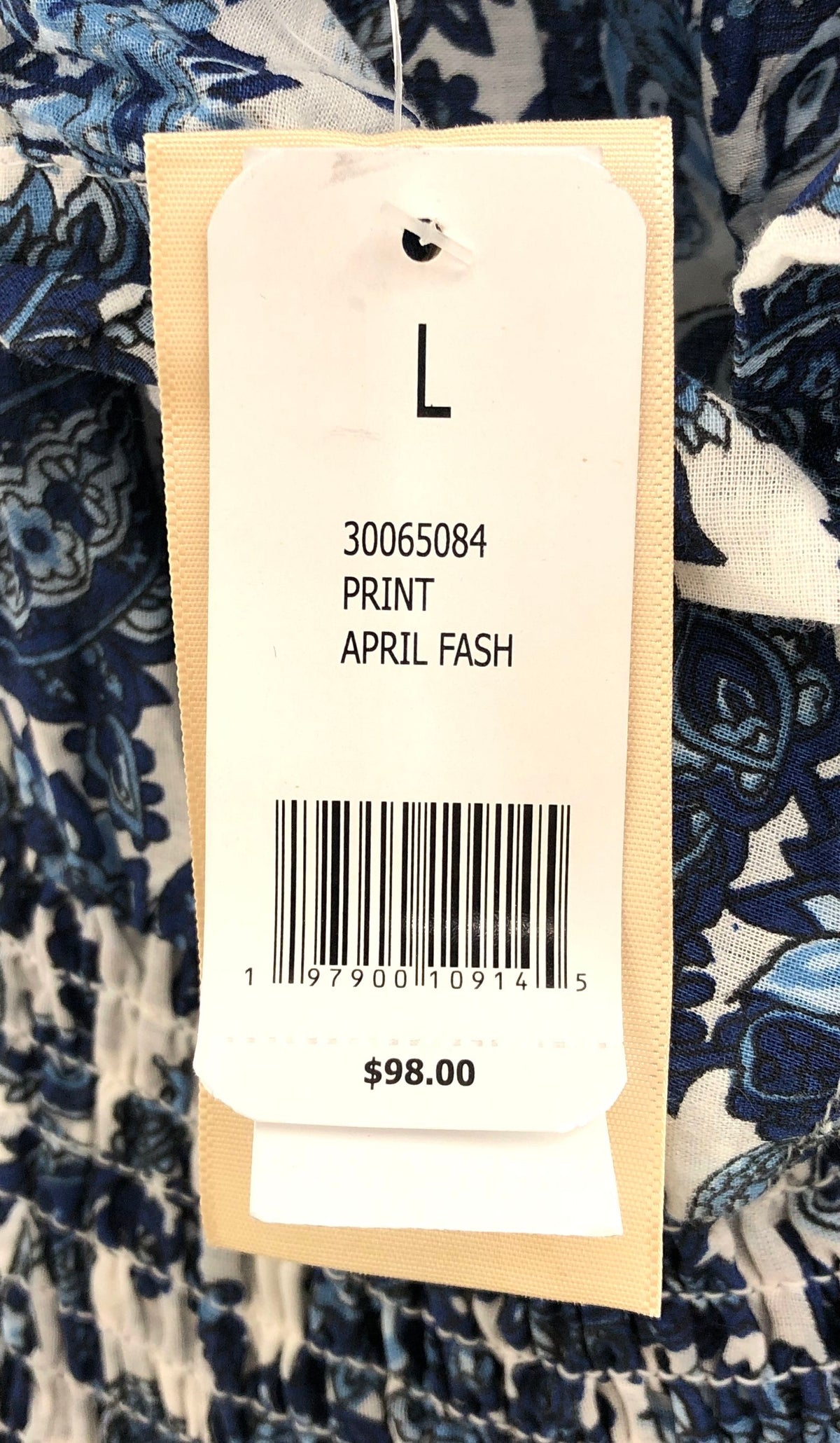 Philosophy Republic Clothing Women's Blue Paisley Smocked Maxi Dress Sz L NWT