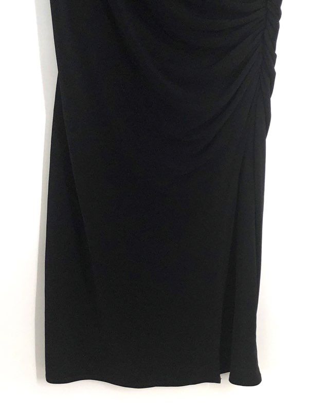 Laundry by Design Women's Black V-Neck Cap Sleeve Ruched Wrap Front Dress 4 NWT