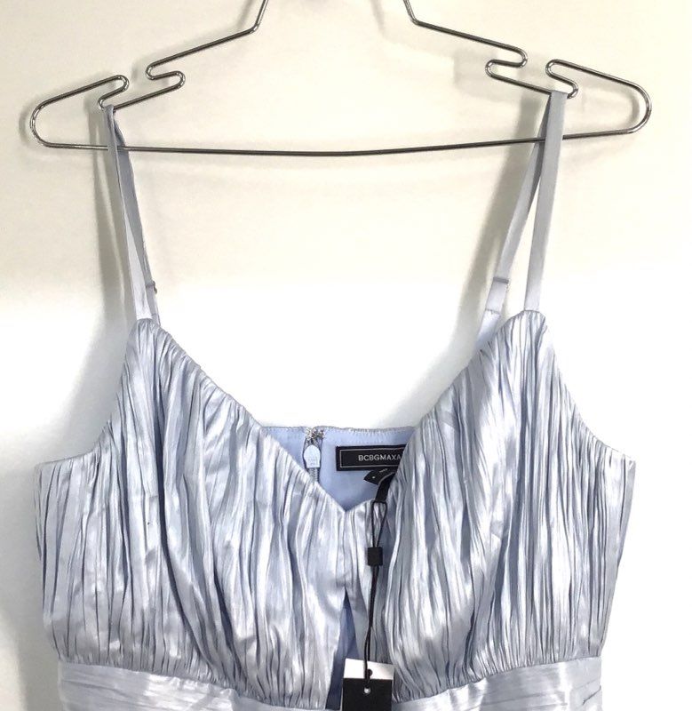 BCBGMAXAZRIA Women's Light Blue Pleated High-Low Cocktail Dress Sz 6 NWT