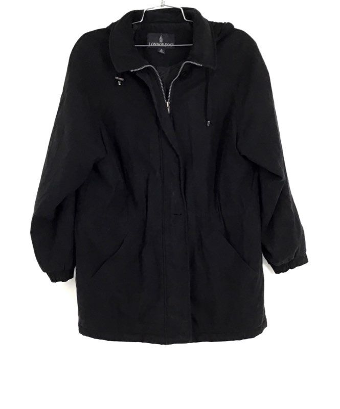 London Fog Women&#39;s Black Hooded Full-Zip Jacket - Size S