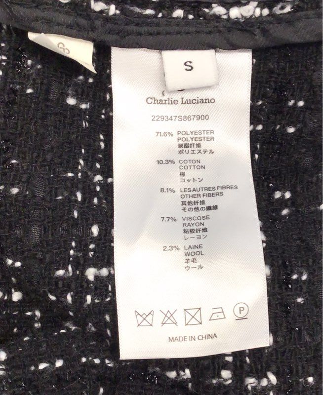 Charlie Luciano Men's Black White Tweed Plaid Overshirt Button Down Sz S