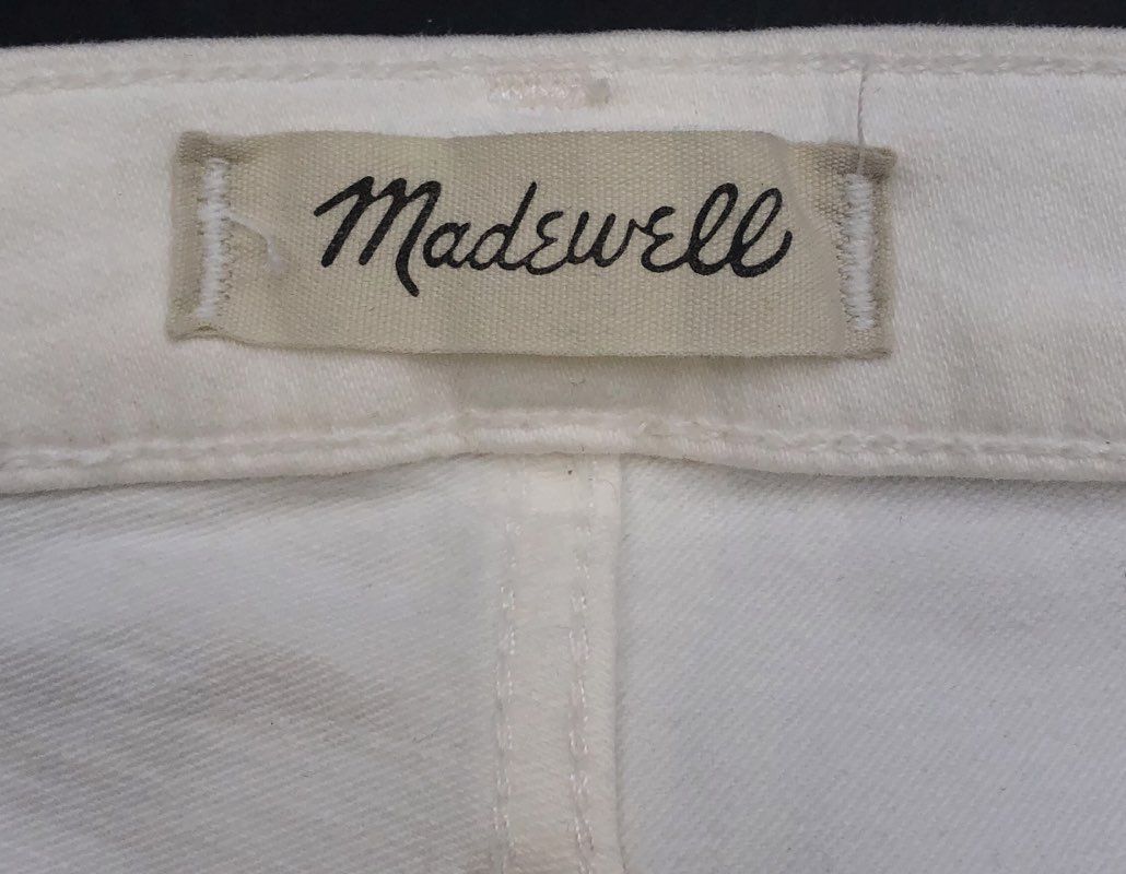 Madewell Women's White 10" High-Rise Skinny Button Fly Frayed Hem Jeans Size 26