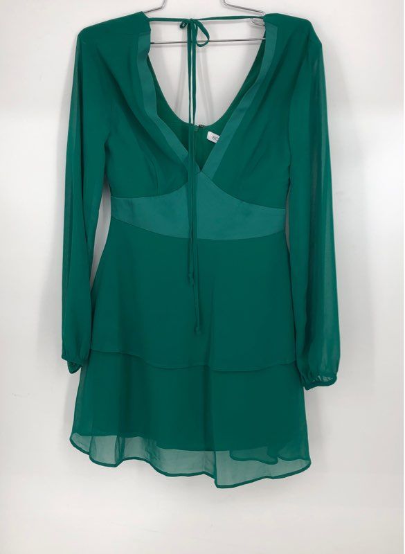 NWT BCBGeneration Women&#39;s Pine Green V-Neck Long Sleeve Mini Dress - Size 4