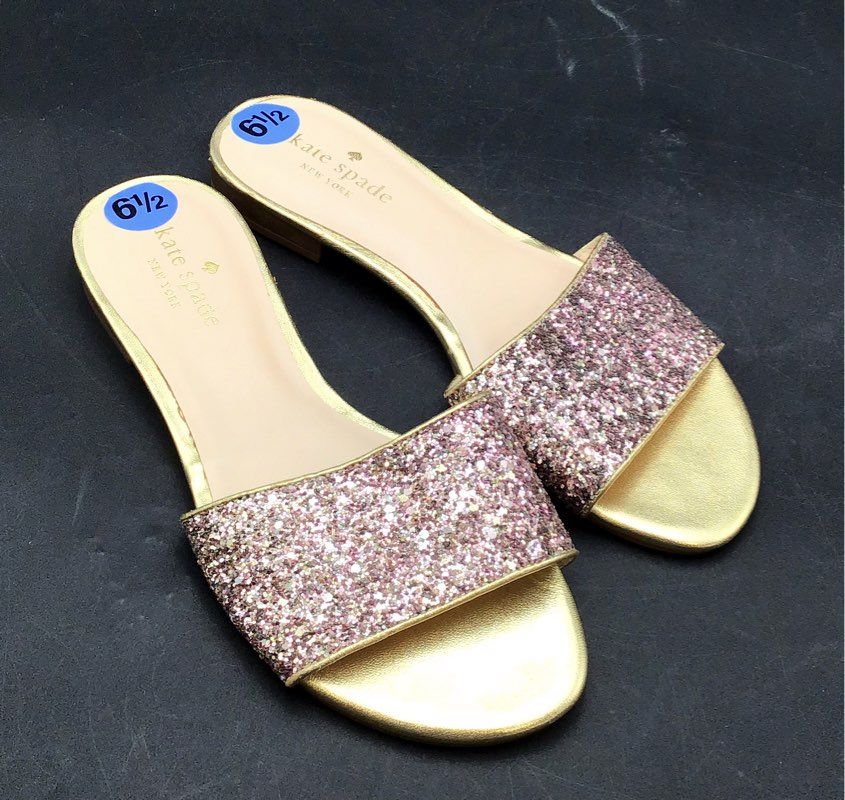 Kate Spade New York Women's Pink Gold Slide Sandal - Size 6.5M