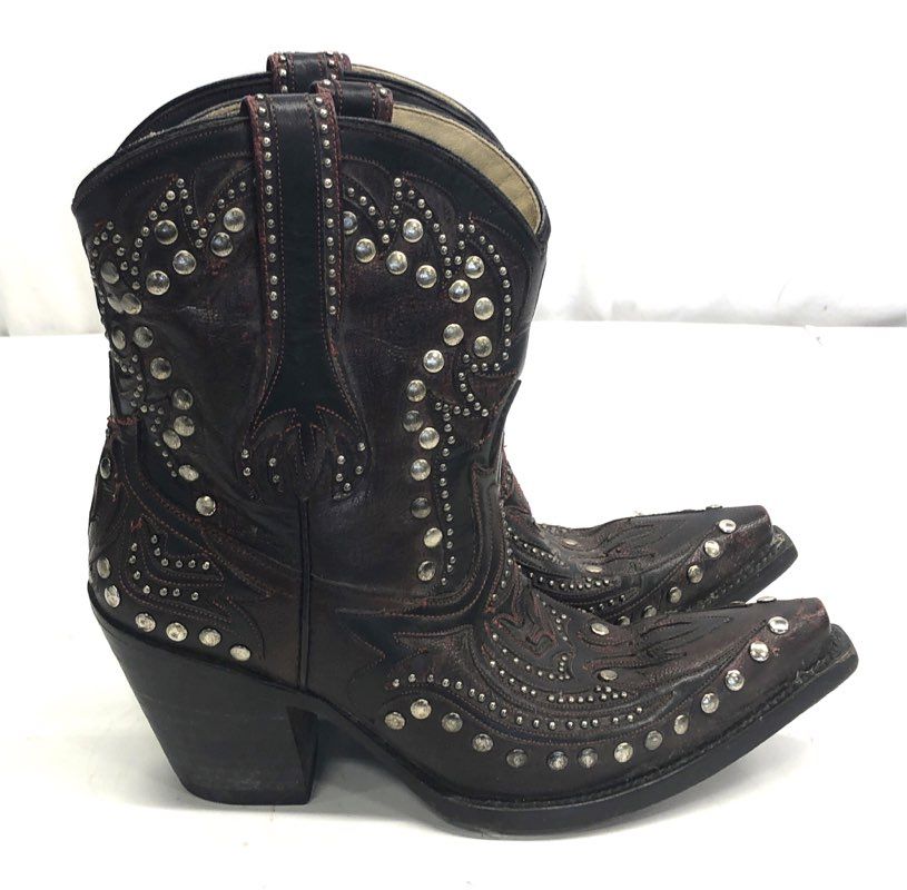 Corral G1075 Red Black Distressed Studded Western Cowboy Boots Women's Size 7