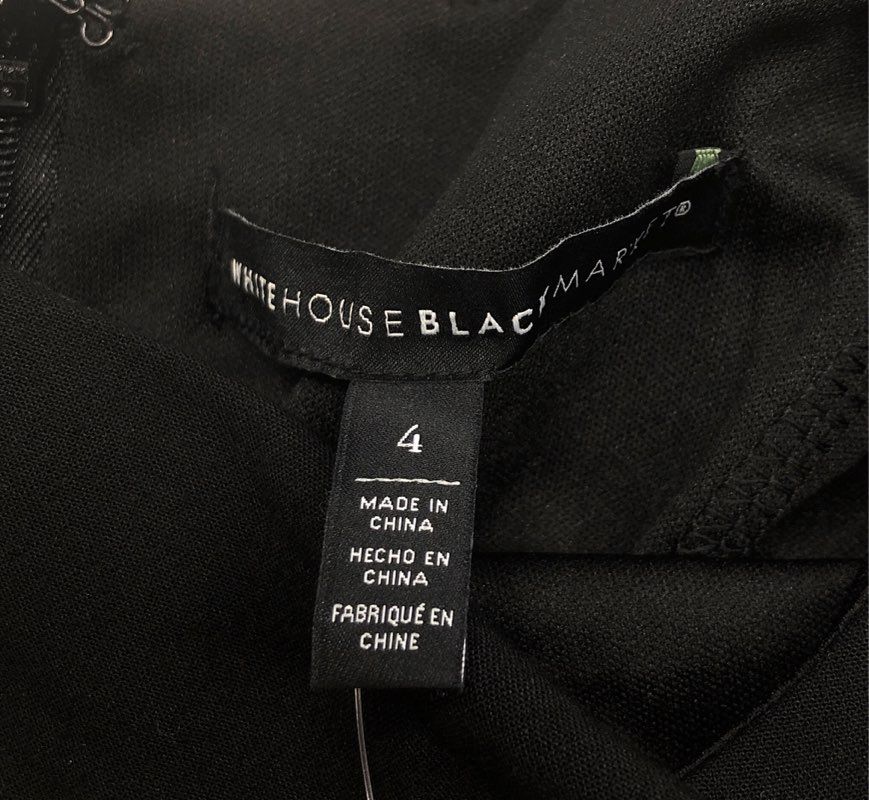 White House Black Market Women's Black Flutter Sleeve Sheath Dress NWT Sz 4