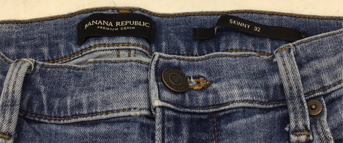 Banana Republic Women's Blue Distressed Ripped Knee Skinny Jeans Sz 32