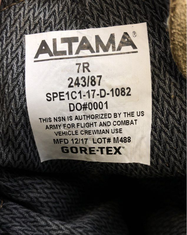 Altama US Army Flight Combat Vehicle Crewman Boots Gore-Tex Tan Size 7R