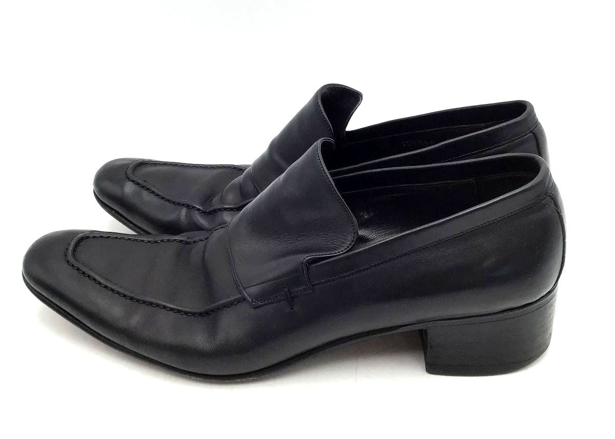 Gucci Men&#39;s Black Leather Slip-On Loafers-Size 9D (+COA)