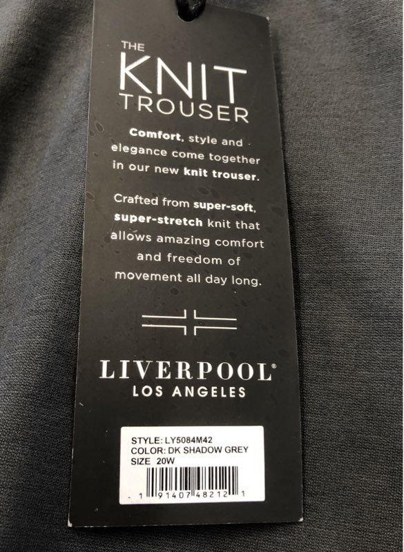 NWT Liver Pool Women's Dark Shadow Gray Trouser Pants - Size 20W