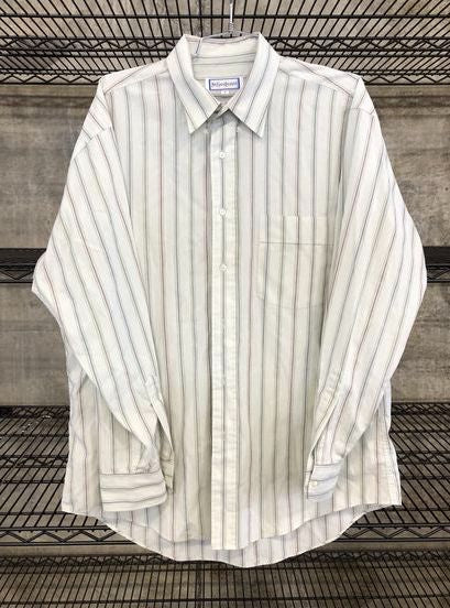 Yves Saint Laurent Men's Natural Striped Button Down Shirt Sz 16 COA