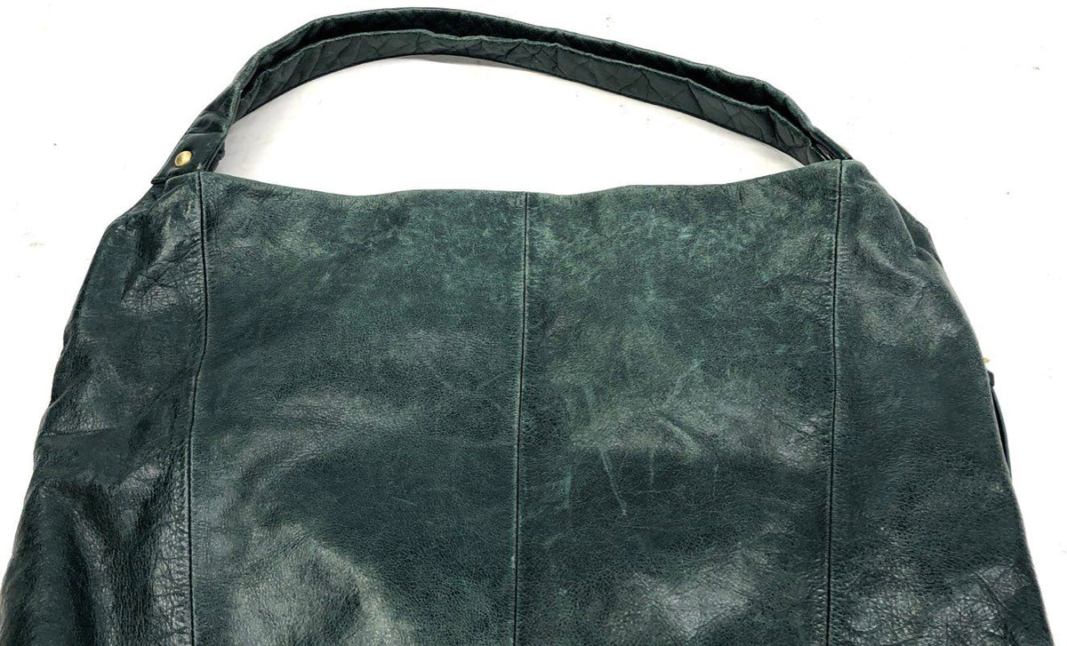 Hobo the Original Teal Blue Leather Slouchy Shoulder Bag Large Brass Hardware