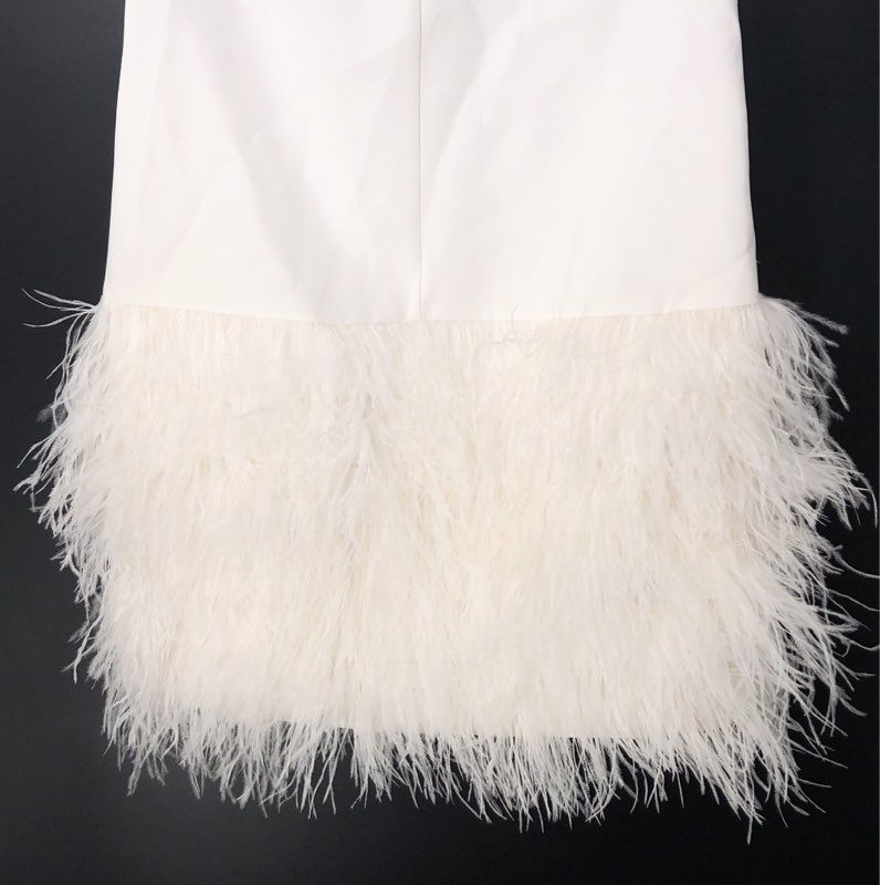 NWT Milly Women's White Veronica Cady Feather Mini Dress - Size 10