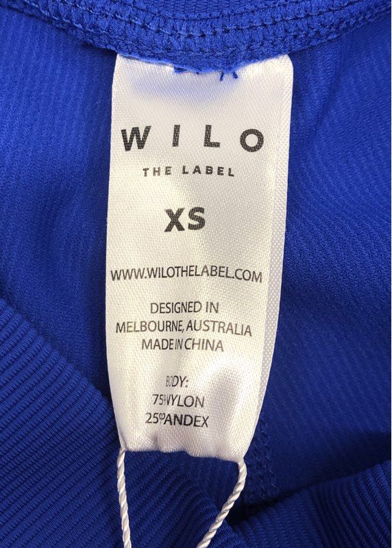 Wilo The Label Women's Royal Blue High Rise Ribbed Leggings Sz XS NWT