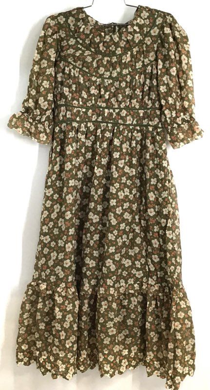 Kristopher Brock x Tecovas Women's The Charlie Olive Floral Midi Dress XL NWT