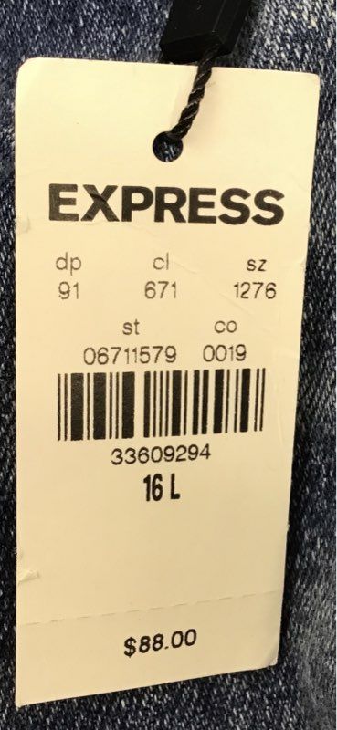 Express Women's Relaxed Tapered Mid Rise Distressed Blue Jeans Sz 16L NWT
