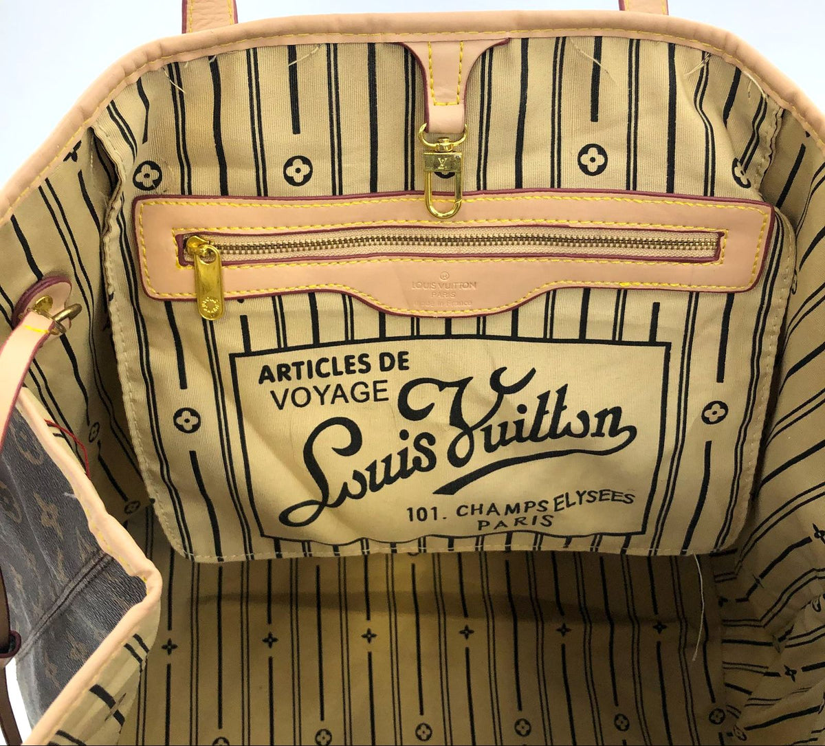 Louis Vuitton inspired Brown Monogram Neverfull MM Tote Bag with Removable Pouch