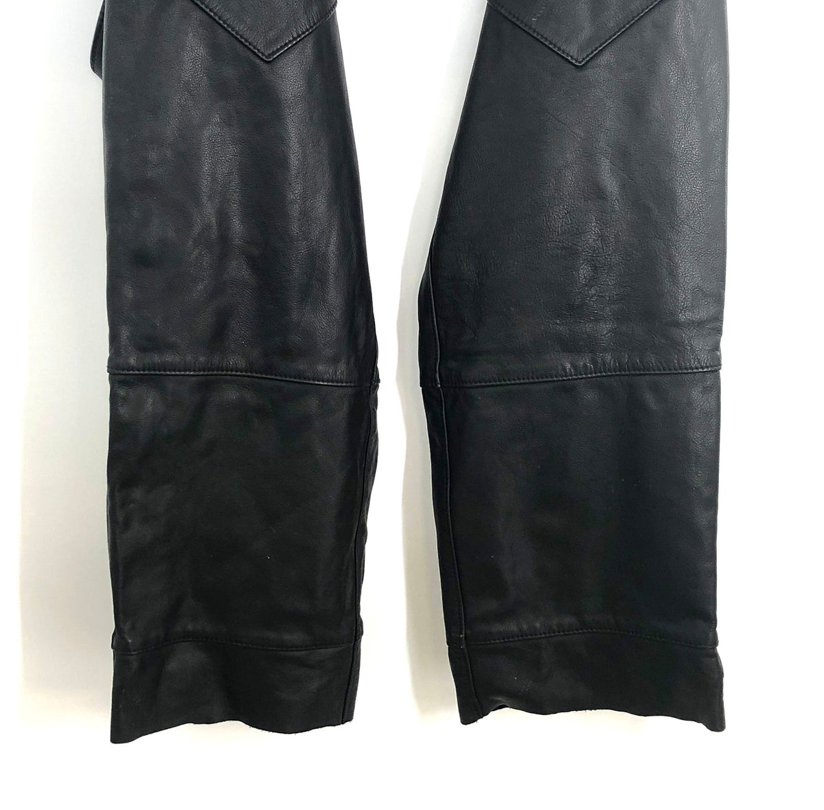 Vintage 90s Harley-Davidson Black Leather Biker Motorcycle Chaps Made USA Sz L
