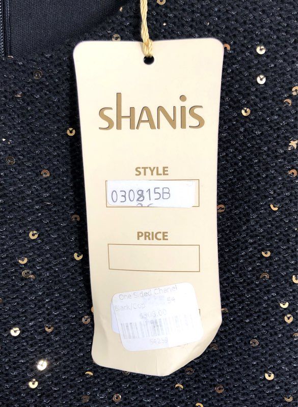 Shanis Women's Black Sequin Asymmetric Long Sleeve Shift Dress Sz 54 NWT