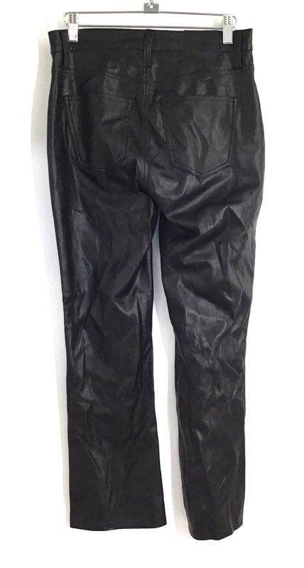 Pistola Women's Black Vegan Faux Leather High Rise Straight Leg Pants Sz 26