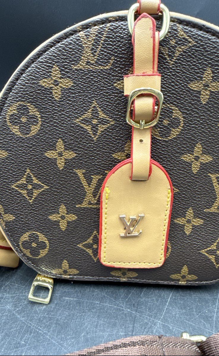 LV Inspired Monogram Print Round Circle Crossbody Bag Purse Not Authentic