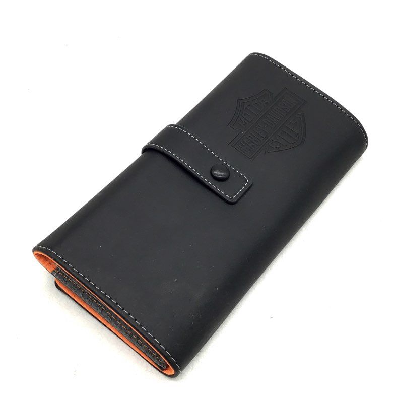 Harley-Davidson Black Orange Tri-Fold Wallet