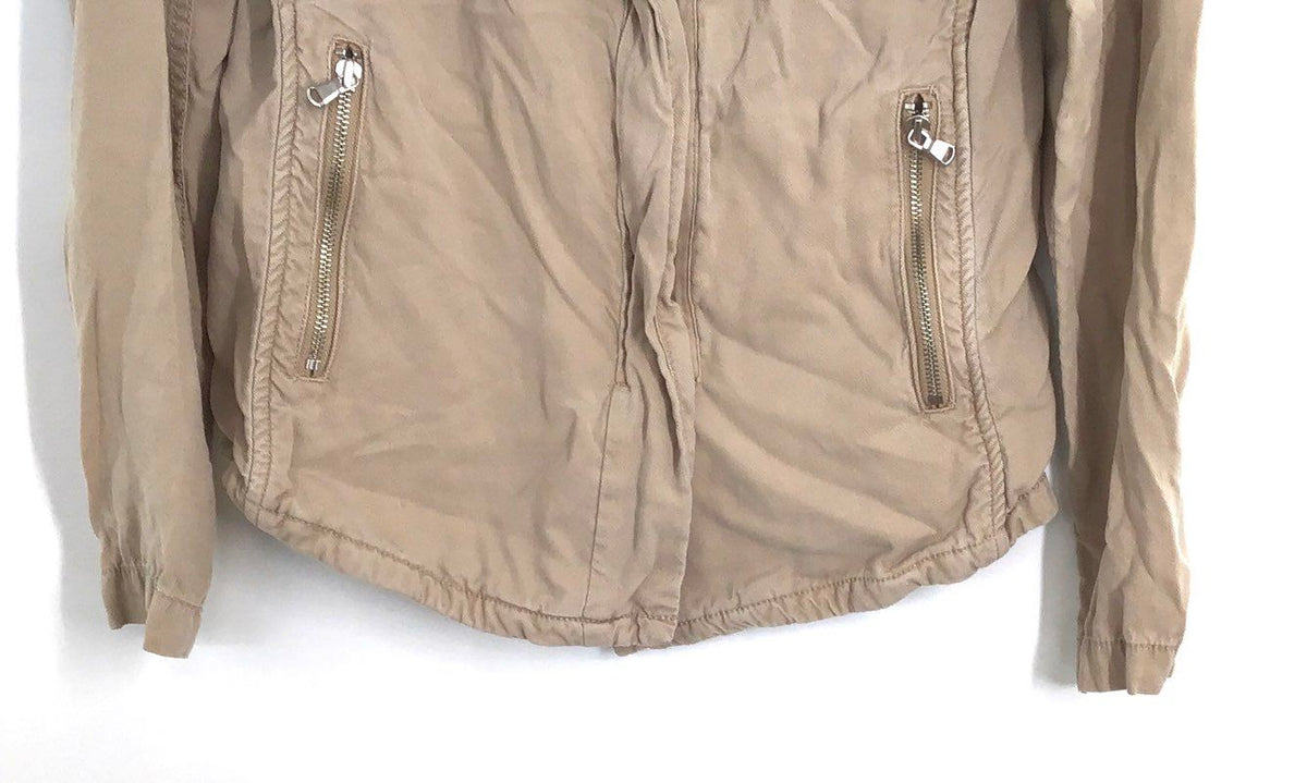 Gap Women's Tan Khaki Lyocell Utility Moto Jacket Asymmetrical Zip Sz XS