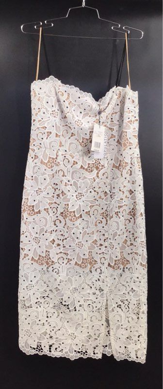 Dress the Population Women's White Lace Floral Midi Strap Dress NWT Sz XL