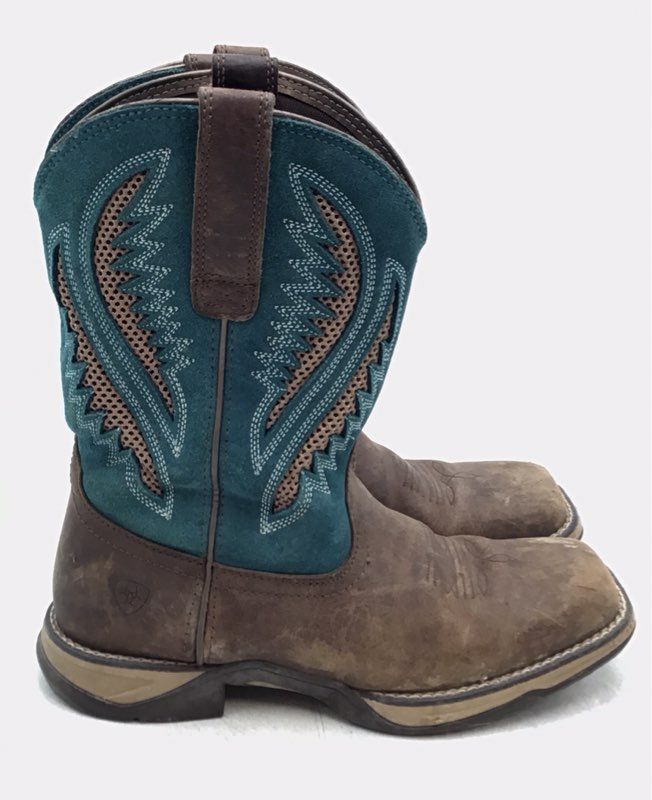 Ariat Women&#39;s VentTEK 10031665 Blue Leather Cowgirl Western Boots - Size 8.5B