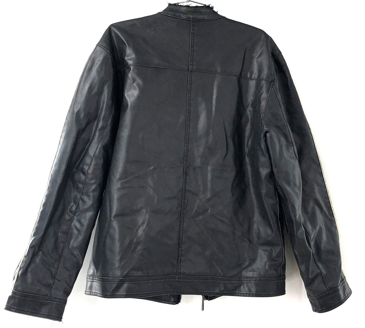 BKE Men's Black Faux Leather Moto Jacket Sherpa Lined Y2K Sz L