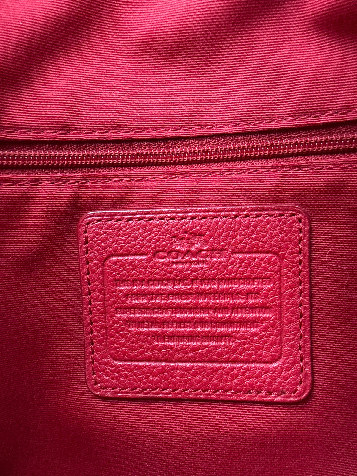 Coach Red Pebbled Leather Crossbody Bag Gold Hardware COA