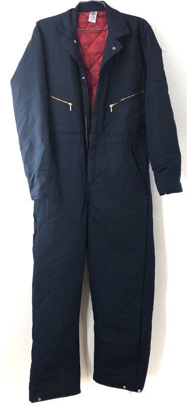 Walls Men's Navy Blue Quilted Lined Insulated Work Coveralls Jumpsuit Sz S-RG