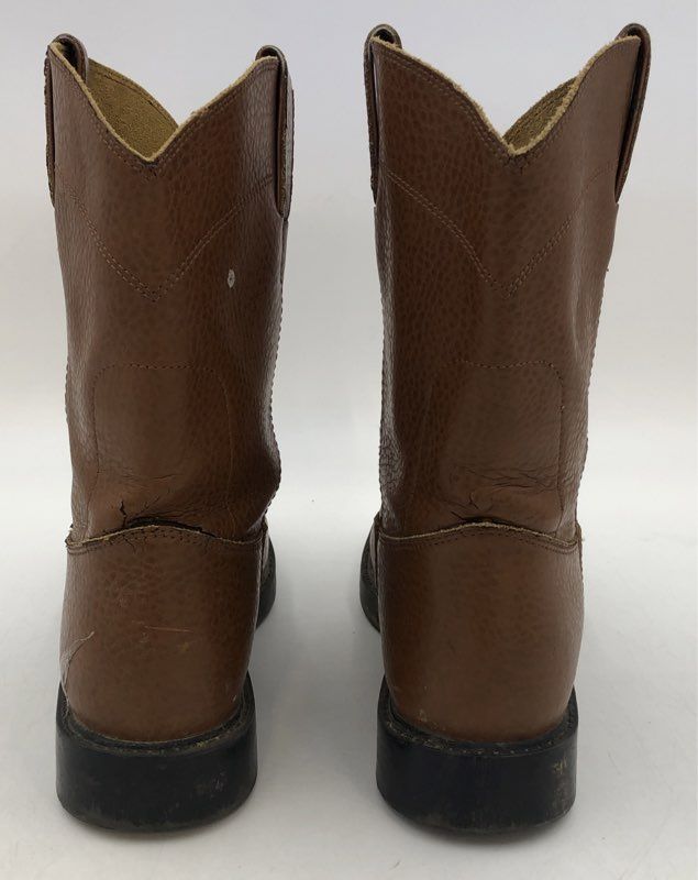 Justin 4760 Tan Brown Leather Wellington Pull On Work Boots Men's Size 8.5D