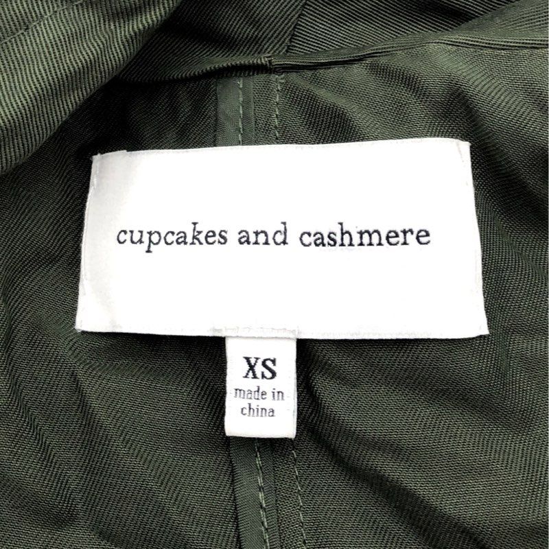 cupcakes and cashmere Women's Olive Green Waterfall Drape Long Vest Sz XS