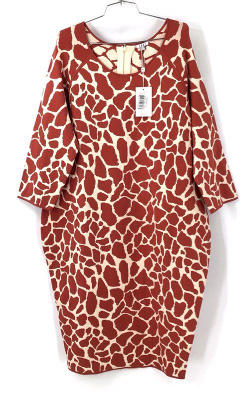 NWT i.b.b.i. Women's Burnt Red Animal Print Bodycon Dress - Size 22