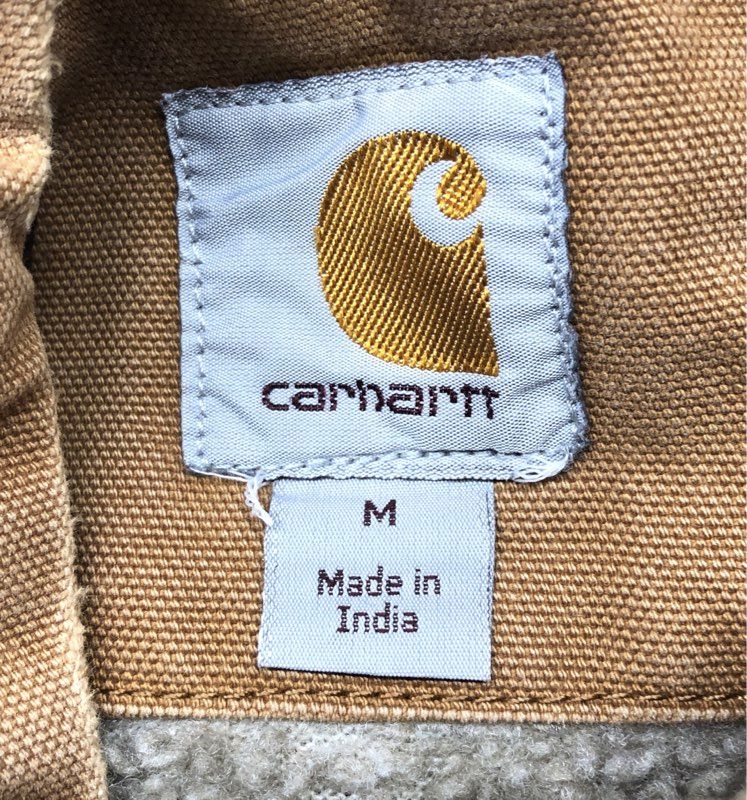 Carhartt Men's Bartlett Jacket Brown Sherpa Lined Cotton Duck Hooded Sz M