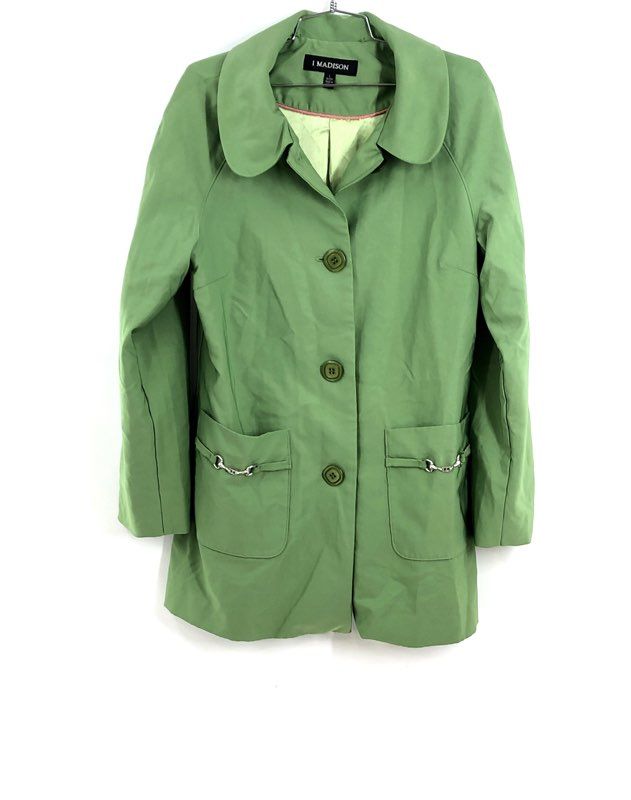 1 Madison Women&#39;s Green Casual Collared Jacket - Size Large