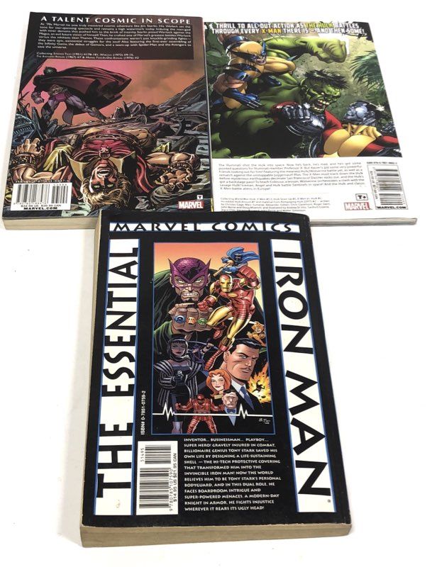 Warlock Starlin + Essential Iron Man Lot of 3 Marvel Comics Graphic Novels TPB