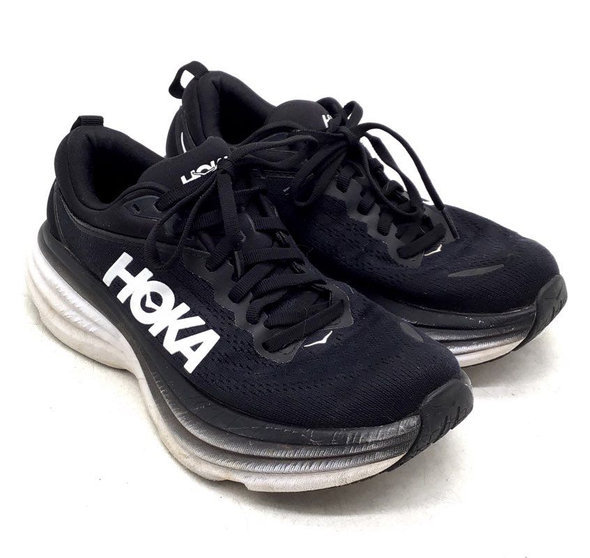 Hoka One One Women's Bondi 8 Black Athletic Shoes - Size 7.5