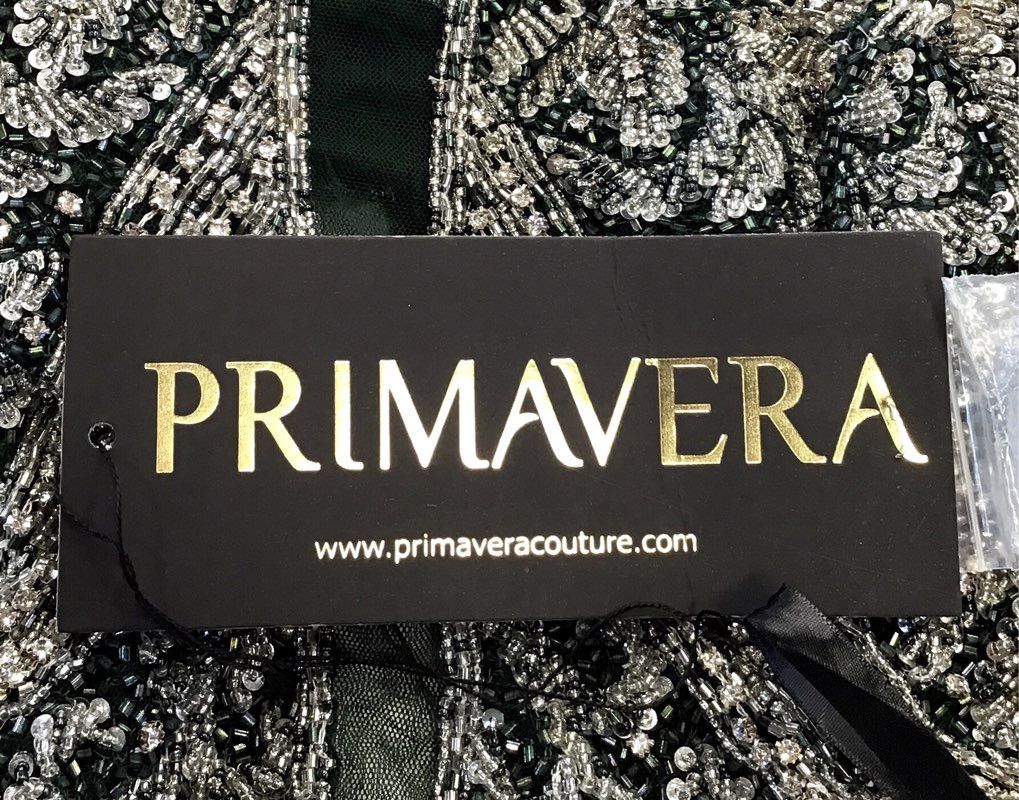 NWT Primavera Women&#39;s Forest Green Sequin Cropped Blouse - Size 8