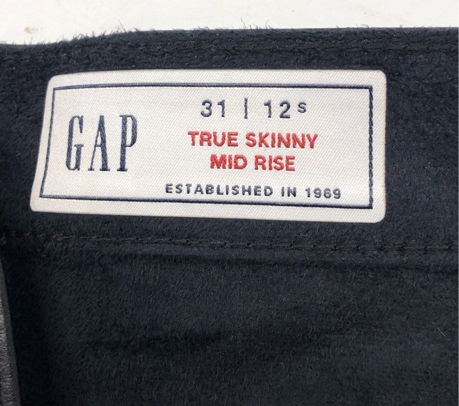 GAP Women's Black True Skinny Mid Rise Faux Leather Pants Sz 12 Short NWT
