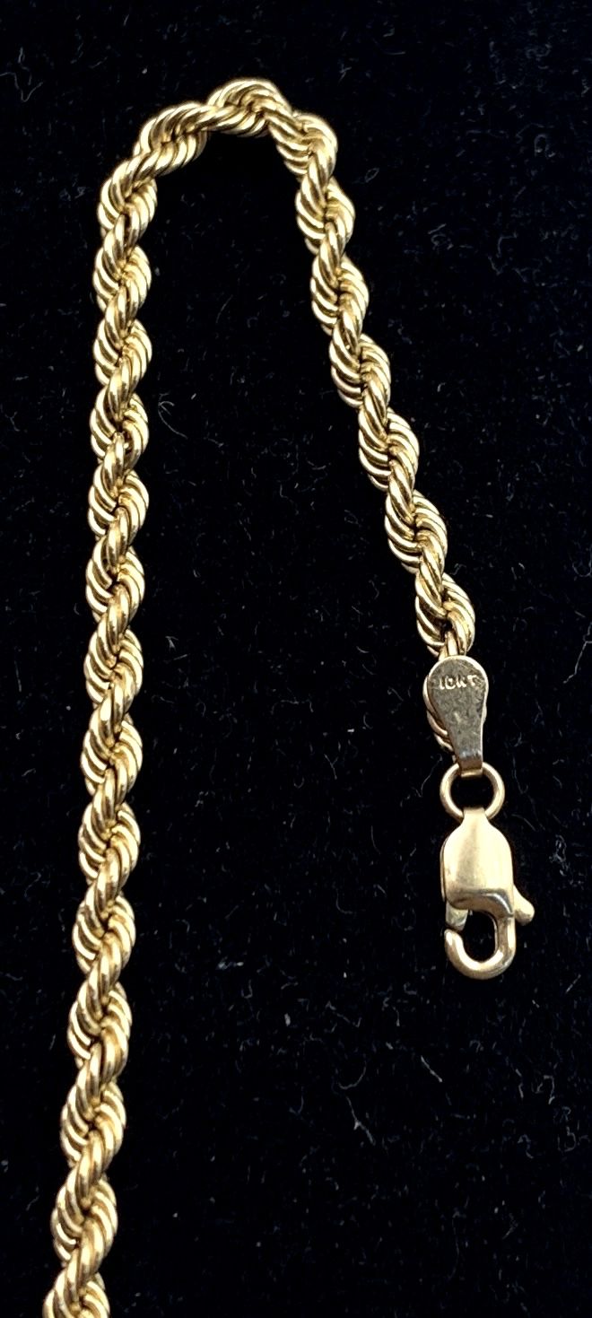Terrific 10K Yellow Gold 7" Rope Bracelet 1.67g