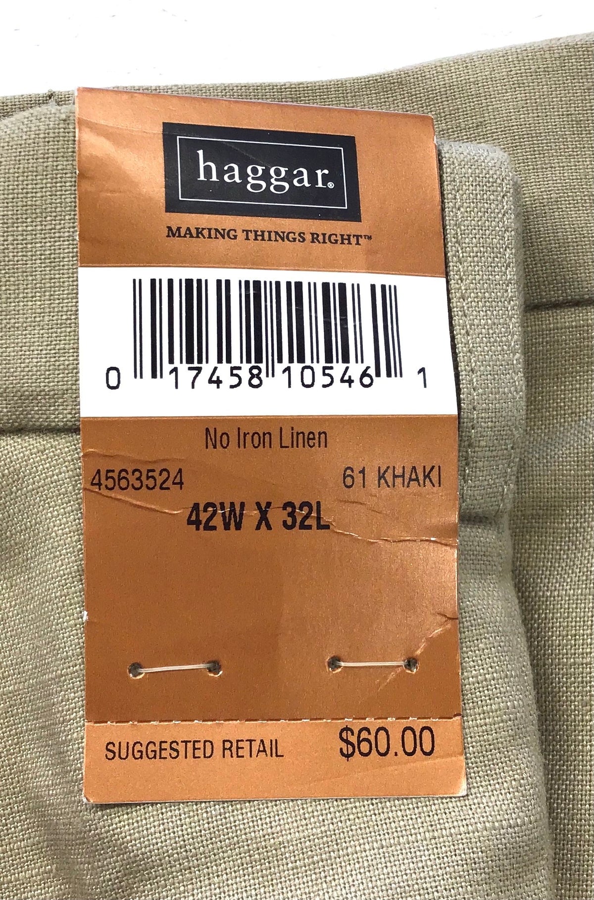 NWT Haggar Men's Khaki Trouser Pants - Size 42W X 32L