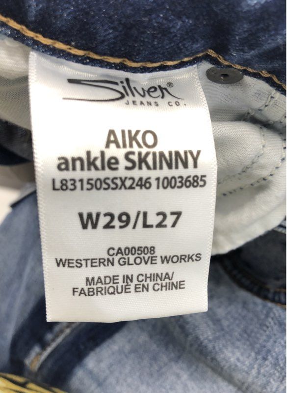 Silver Jeans Co. Women's Aiko Ankle Skinny Side Stripe Raw Hem Jeans 29x27 NWT