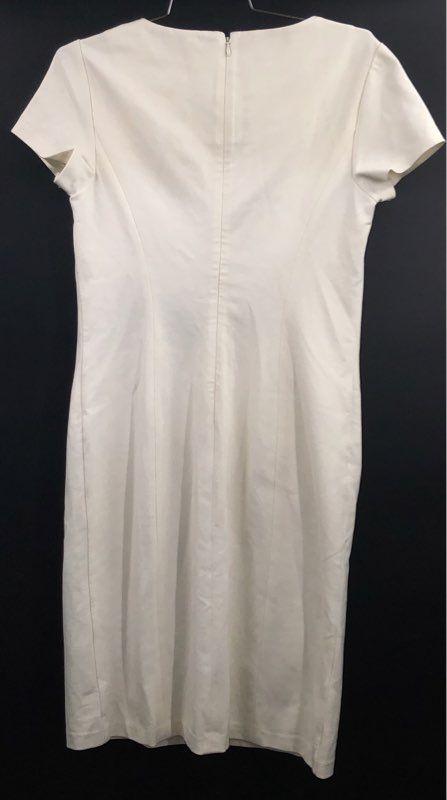Talbots Women's White Short Sleeve Keyhole Tie Neckline Sheath Dress Sz 2 NWT
