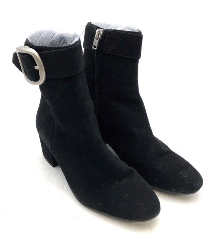 Coach Cassandra Black Suede Ankle Bootie Buckle Boots Size 5B