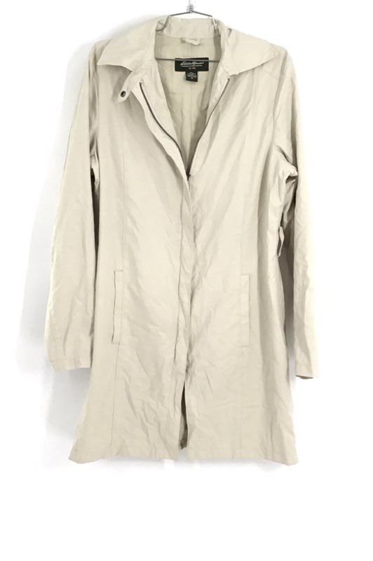 Eddie Bauer Women&#39;s Ivory Collared Full Zip Trench Coat - Size Medium