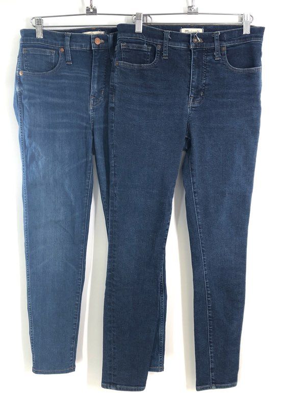 Madewell Women's 2 Pair Jeans Lot Blue 9" High-Rise & Mid-Rise Skinny Sz 28