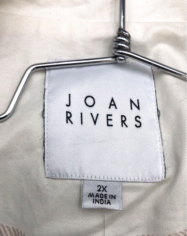 Joan Rivers Women's Off-white Cotton Spandex Cinched Waist Blazer Jacket Sz 2X